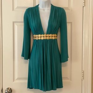 SOLD Sky Brand Dress Size Small Teal with gold